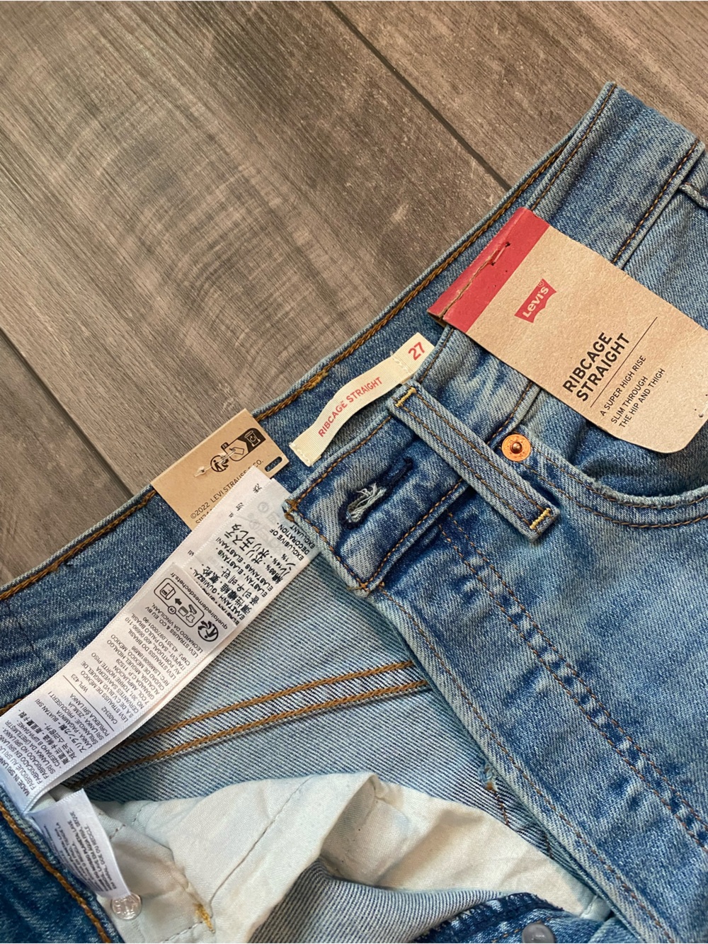Levi's Ribcage Straight Denim High Rise Waist Jeans 27 New With Tags - Picture 5 of 8